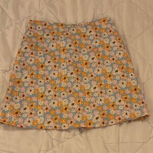Altar'd State Floral A-Line Skirt - Orange, Blue, White